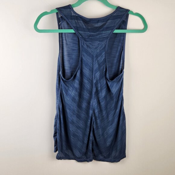 Athleta Blue Sheer Mesh Athletic Striped Racerback Tank Top sz XS? - Picture 2 of 8